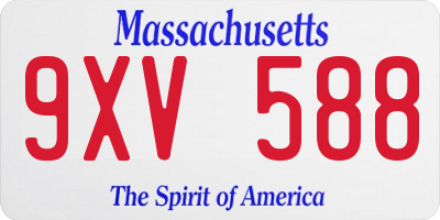 MA license plate 9XV588