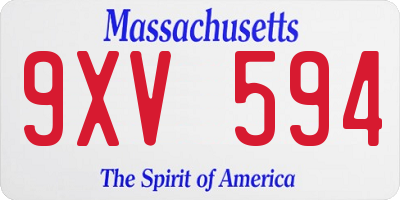 MA license plate 9XV594