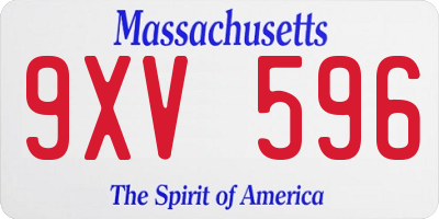 MA license plate 9XV596