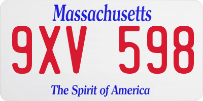 MA license plate 9XV598