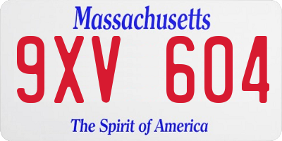 MA license plate 9XV604