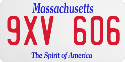 MA license plate 9XV606