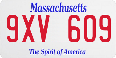 MA license plate 9XV609