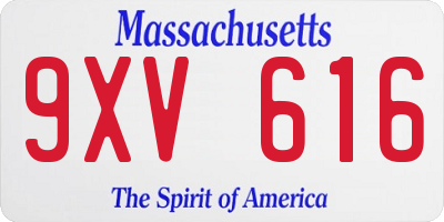 MA license plate 9XV616