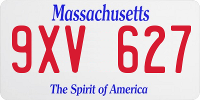 MA license plate 9XV627