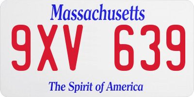 MA license plate 9XV639