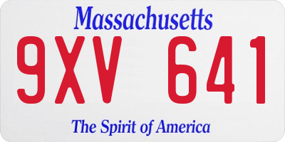 MA license plate 9XV641