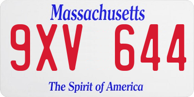 MA license plate 9XV644