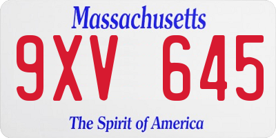 MA license plate 9XV645