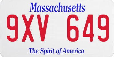 MA license plate 9XV649