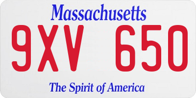 MA license plate 9XV650