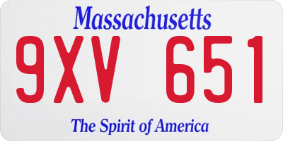 MA license plate 9XV651