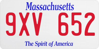 MA license plate 9XV652