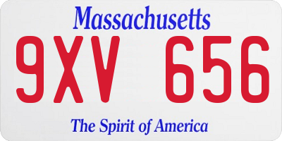 MA license plate 9XV656