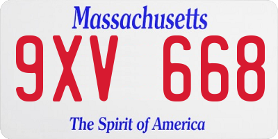 MA license plate 9XV668