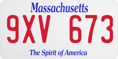 MA license plate 9XV673