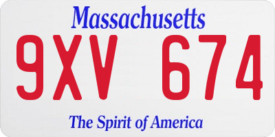 MA license plate 9XV674