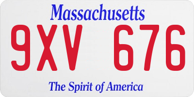 MA license plate 9XV676
