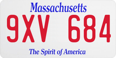 MA license plate 9XV684