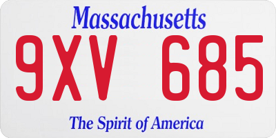 MA license plate 9XV685