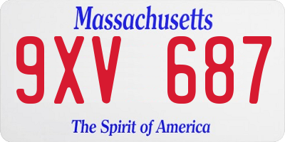 MA license plate 9XV687