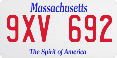 MA license plate 9XV692