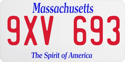 MA license plate 9XV693