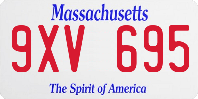 MA license plate 9XV695