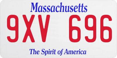MA license plate 9XV696