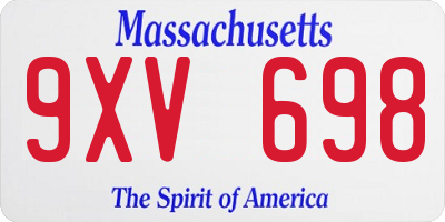 MA license plate 9XV698