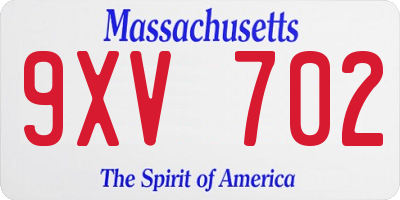 MA license plate 9XV702