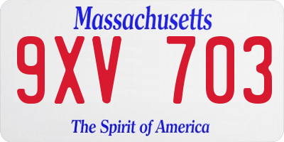 MA license plate 9XV703