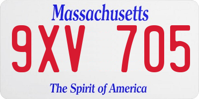 MA license plate 9XV705
