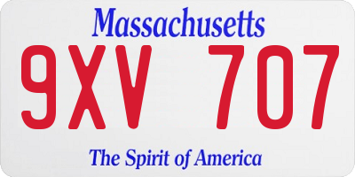 MA license plate 9XV707
