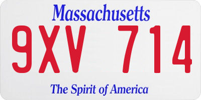 MA license plate 9XV714