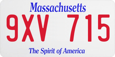 MA license plate 9XV715
