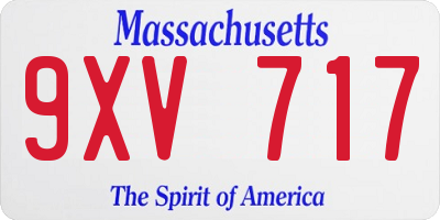 MA license plate 9XV717