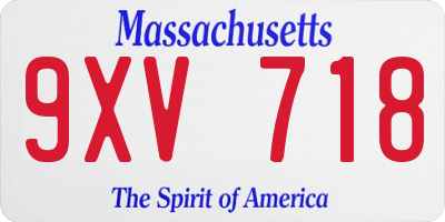 MA license plate 9XV718