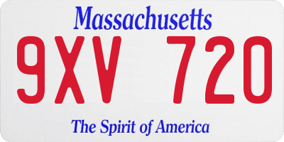 MA license plate 9XV720