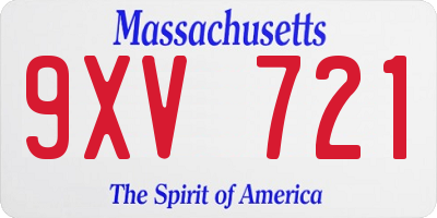 MA license plate 9XV721