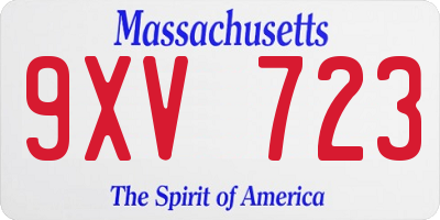 MA license plate 9XV723