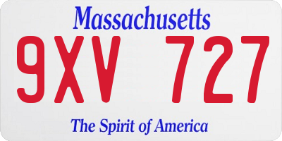 MA license plate 9XV727