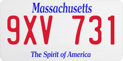 MA license plate 9XV731