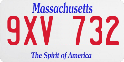 MA license plate 9XV732
