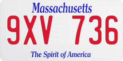 MA license plate 9XV736