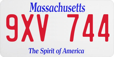 MA license plate 9XV744