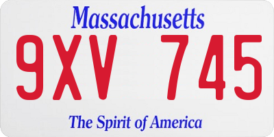 MA license plate 9XV745