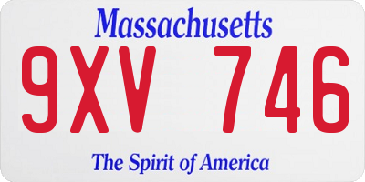 MA license plate 9XV746