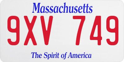 MA license plate 9XV749