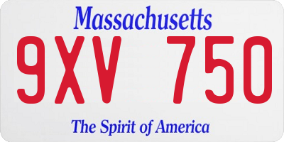 MA license plate 9XV750